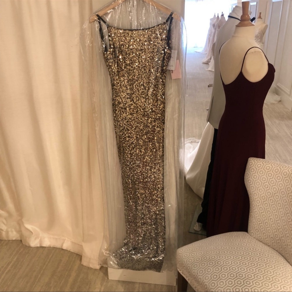 Custom Juan Carlos Silver Metallic Pageant/Gown SIZE S